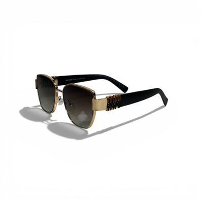 🤎 MIU MIU Square Sunglasses – Gold Metal Frame & Brown Gradient Lenses | Luxury Designer Eyewear 🤎