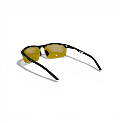 🟡 POLICE Sport Sunglasses – Black Frame & Yellow Night-Vision Lenses | Performance Eyewear 🟡