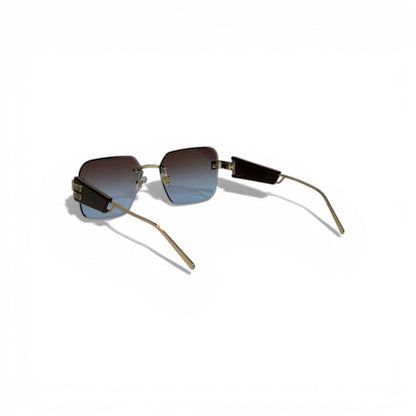 🤎 MIU MIU Rimless Square Sunglasses – Brown Temples & Blue Gradient Lenses | Luxury Designer Eyewear 🤎