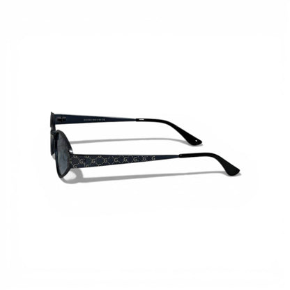 🖤 GUCCI Oval Sunglasses – Black Frame & Grey Lenses | GG Monogram Temples 🖤
