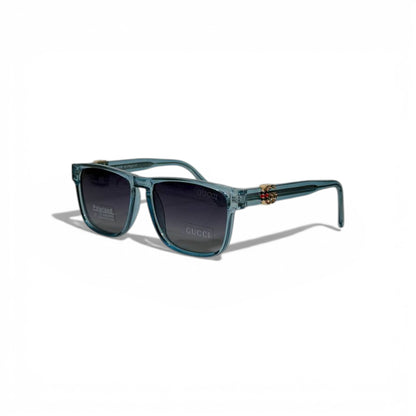 🩵 GUCCI Square Polarized Sunglasses – Transparent Teal Frame & Dark Lenses | Luxury Designer Eyewear 🩵