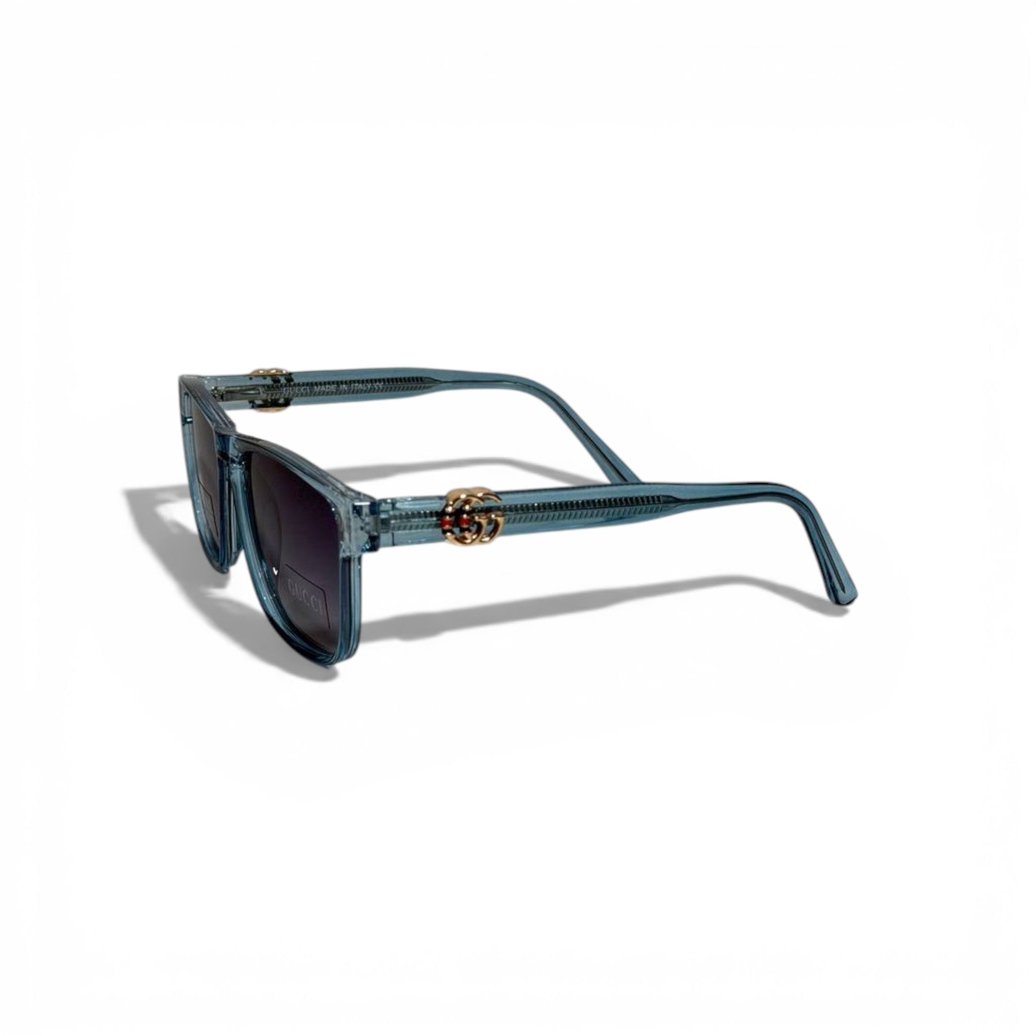🩵 GUCCI Square Polarized Sunglasses – Transparent Teal Frame & Dark Lenses | Luxury Designer Eyewear 🩵