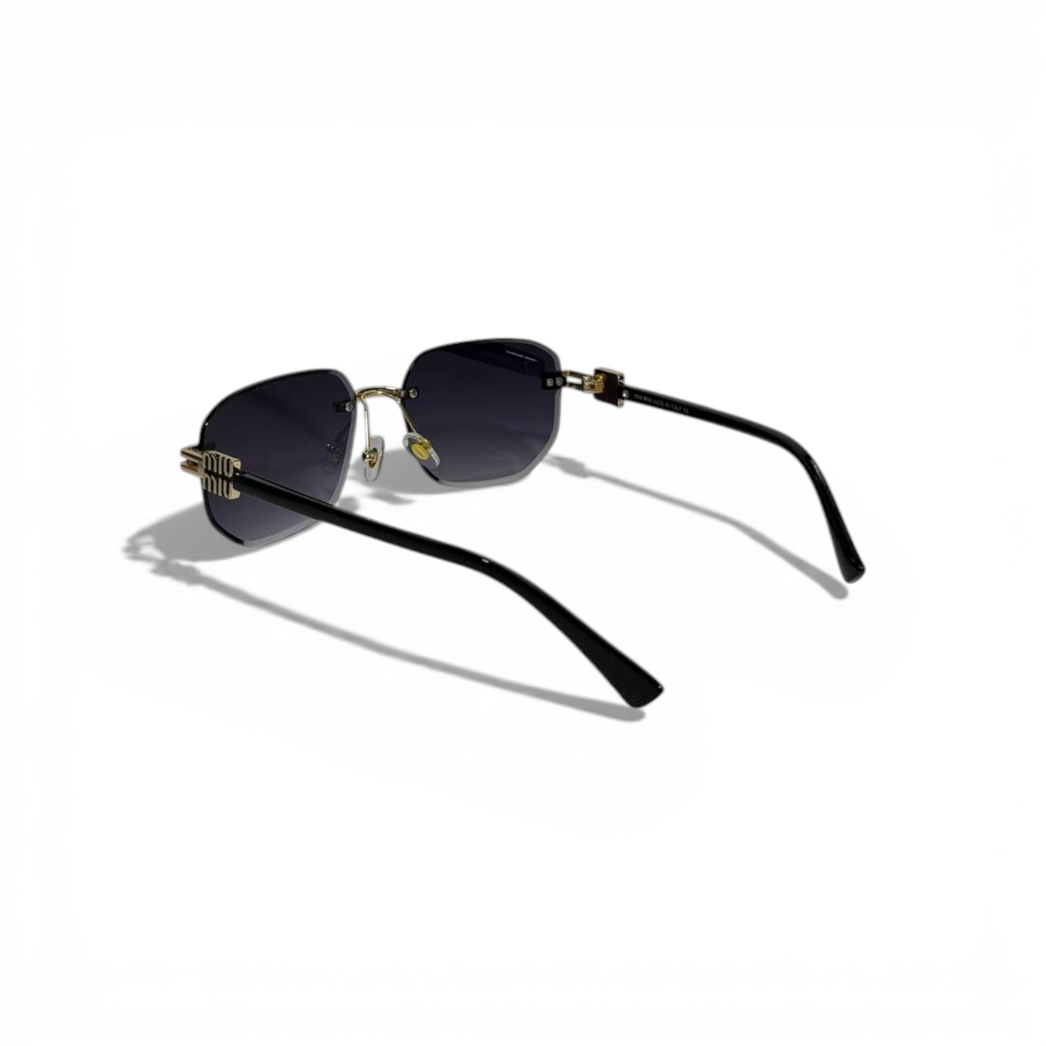 🖤 MIU MIU Rectangular Sunglasses – Black Frame & Dark Lenses | Gold Logo Detail 🖤