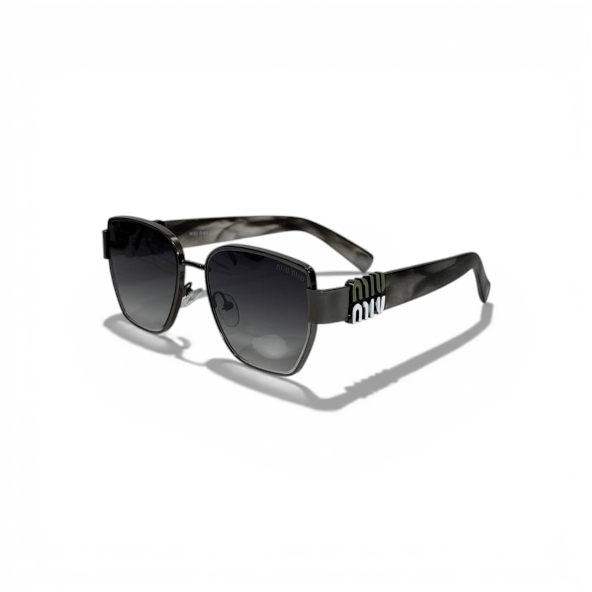 🖤 MIU MIU Square Sunglasses – Black Frame & Gradient Dark Lenses | Bold Logo Temples 🖤