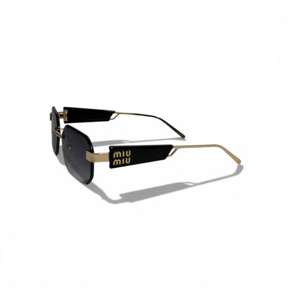 🖤 MIU MIU Rimless Square Sunglasses – Gold Metal Frame & Dark Gradient Lenses 🖤
