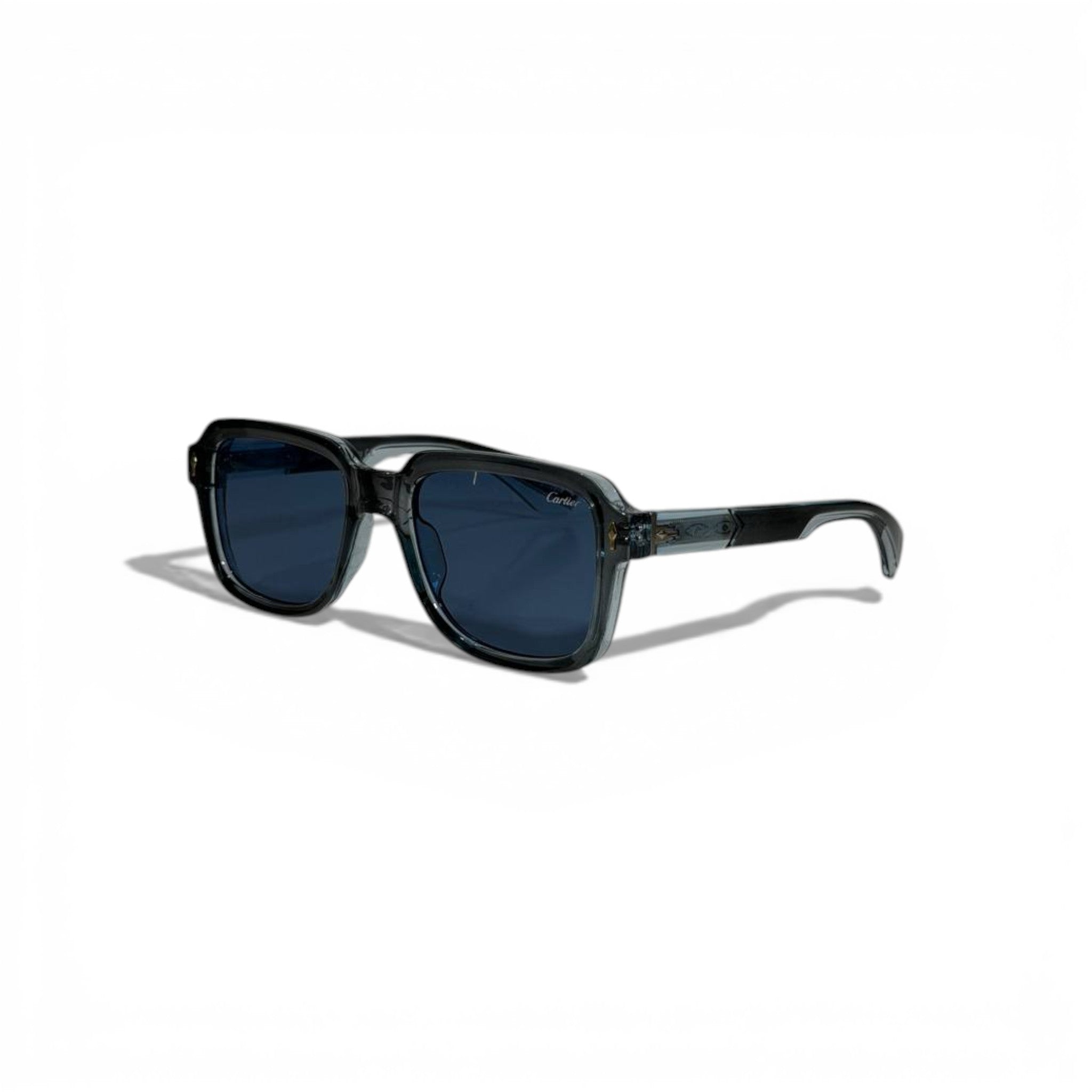 🕶️ Cartier Luxury Rectangular Sunglasses – Transparent Black Frame | Iconic Designer Eyewear