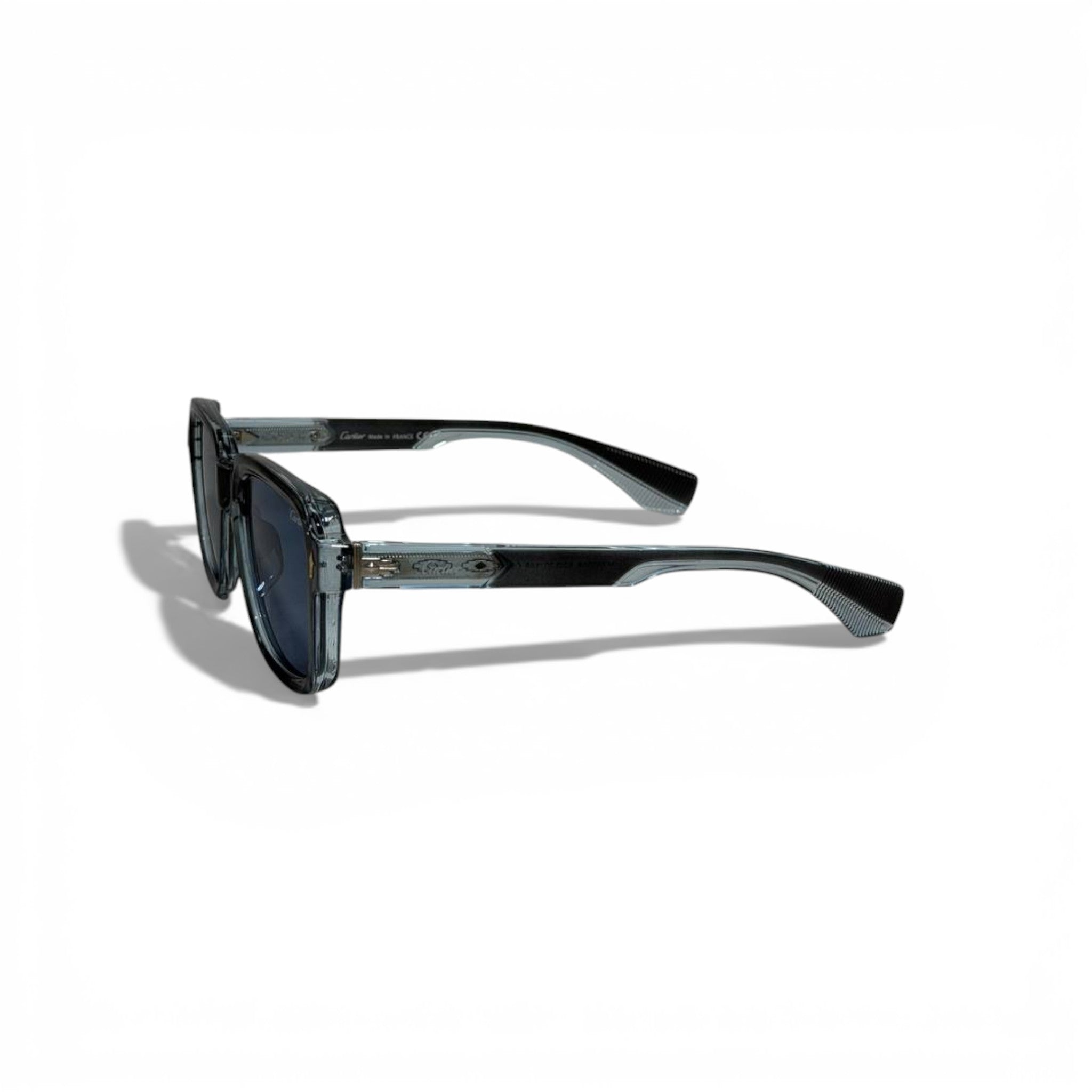 🕶️ Cartier Luxury Rectangular Sunglasses – Transparent Black Frame | Iconic Designer Eyewear