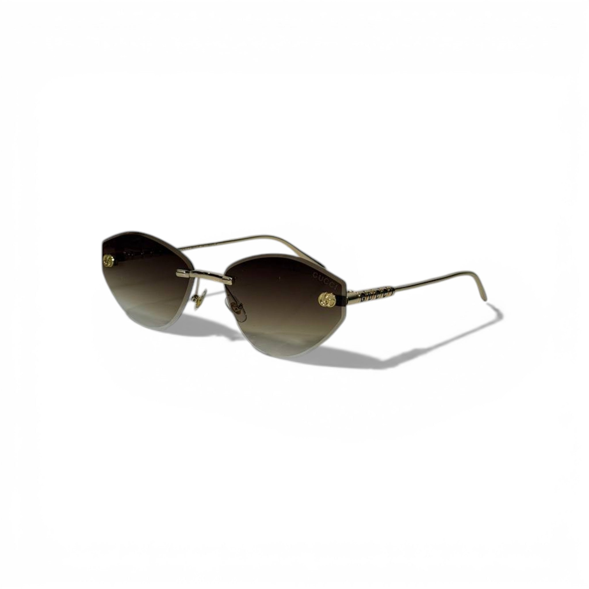 🕶️ Gucci Luxury Rimless Gradient Sunglasses – Gold Metal Frame | Iconic GG Details