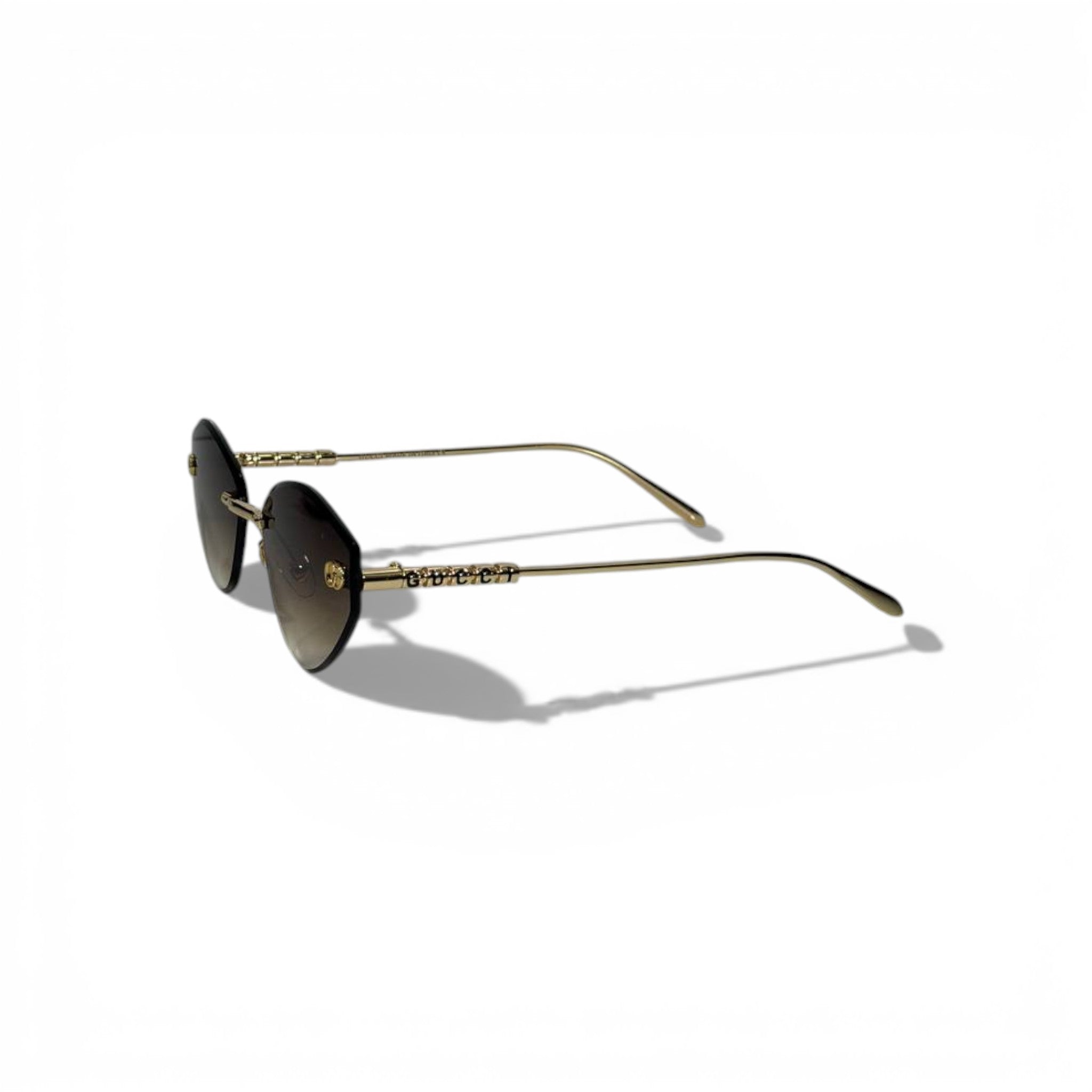🕶️ Gucci Luxury Rimless Gradient Sunglasses – Gold Metal Frame | Iconic GG Details