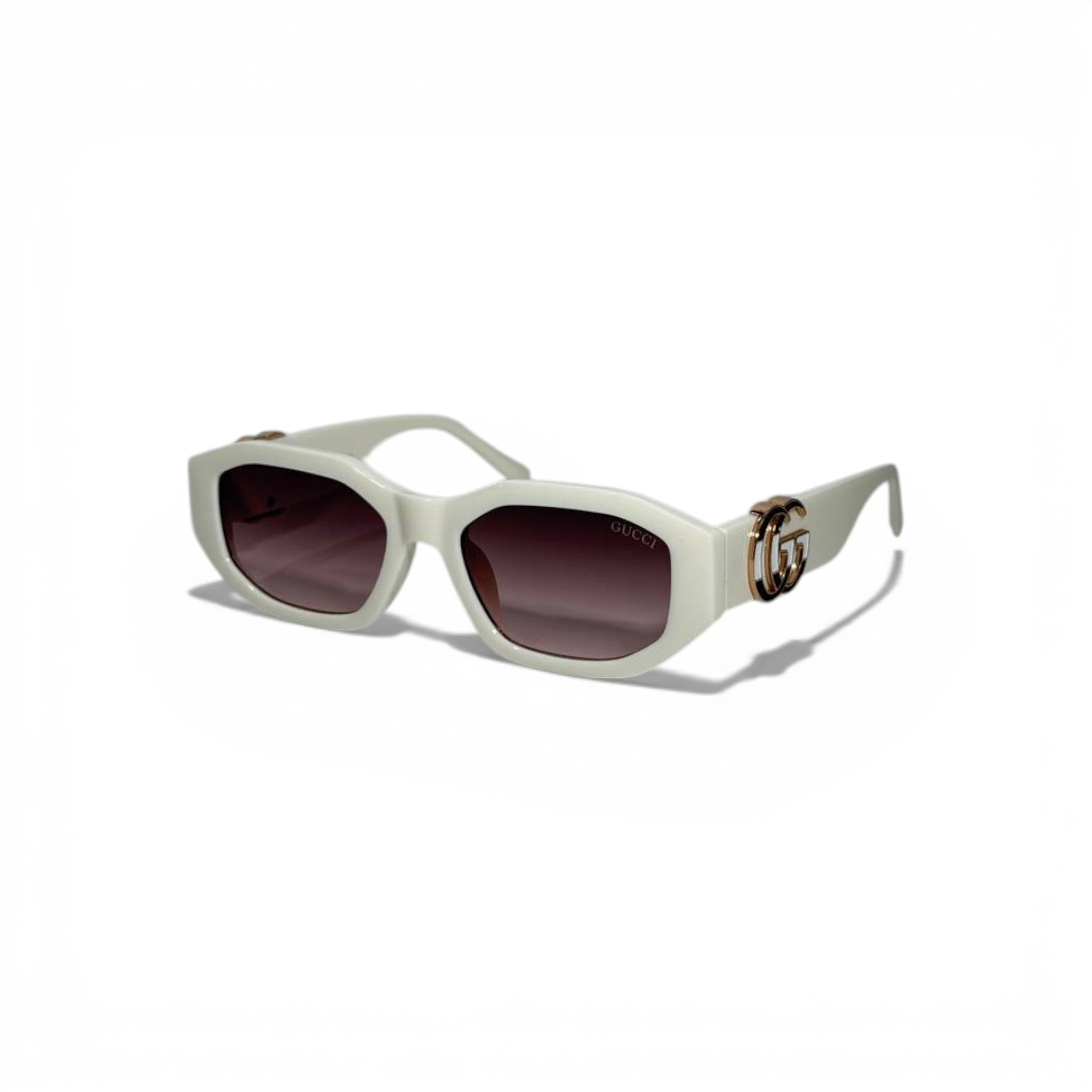 🕶️ Gucci Luxury White Rectangular Sunglasses – Iconic GG Logo | Bold Designer Eyewear