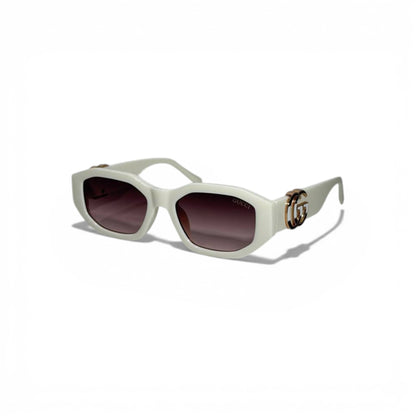 🕶️ Gucci Luxury White Rectangular Sunglasses – Iconic GG Logo | Bold Designer Eyewear