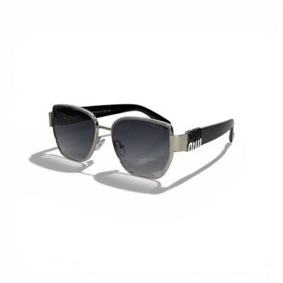 🕶️ Miu Miu Luxury Square Sunglasses – Black & Silver Logo Temples | Iconic Designer Eyewear