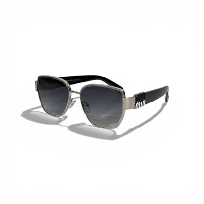 🕶️ Miu Miu Luxury Square Sunglasses – Black & Silver Logo Temples | Iconic Designer Eyewear