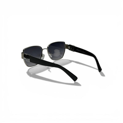 🕶️ Miu Miu Luxury Square Sunglasses – Black & Silver Logo Temples | Iconic Designer Eyewear