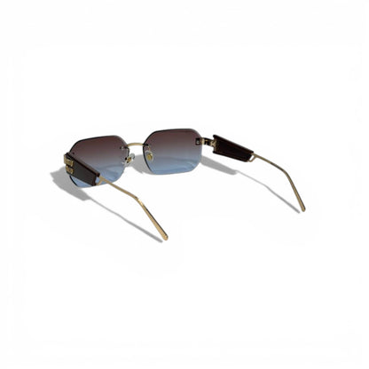🕶️ Miu Miu Luxury Rimless Square Sunglasses – Brown & Blue Gradient | Iconic Logo Temples