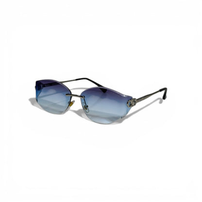 🕶️ CELINE Luxury Rimless Square Sunglasses – Blue Gradient Lenses | Elegant Designer Eyewear