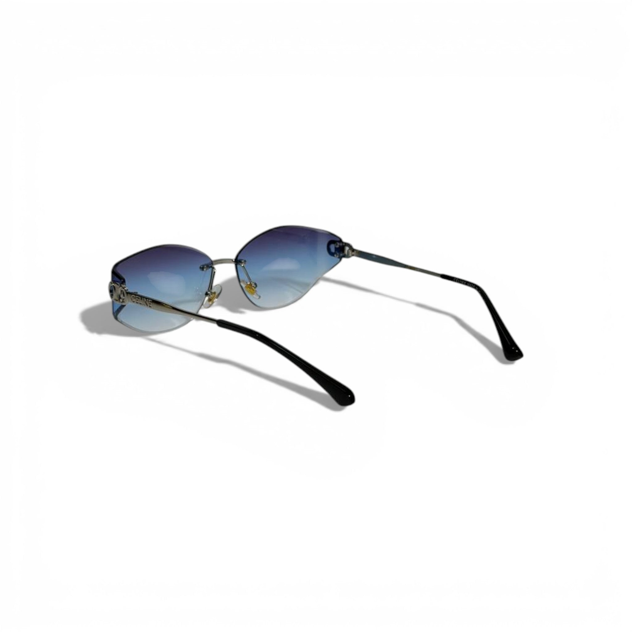 🕶️ CELINE Luxury Rimless Square Sunglasses – Blue Gradient Lenses | Elegant Designer Eyewear