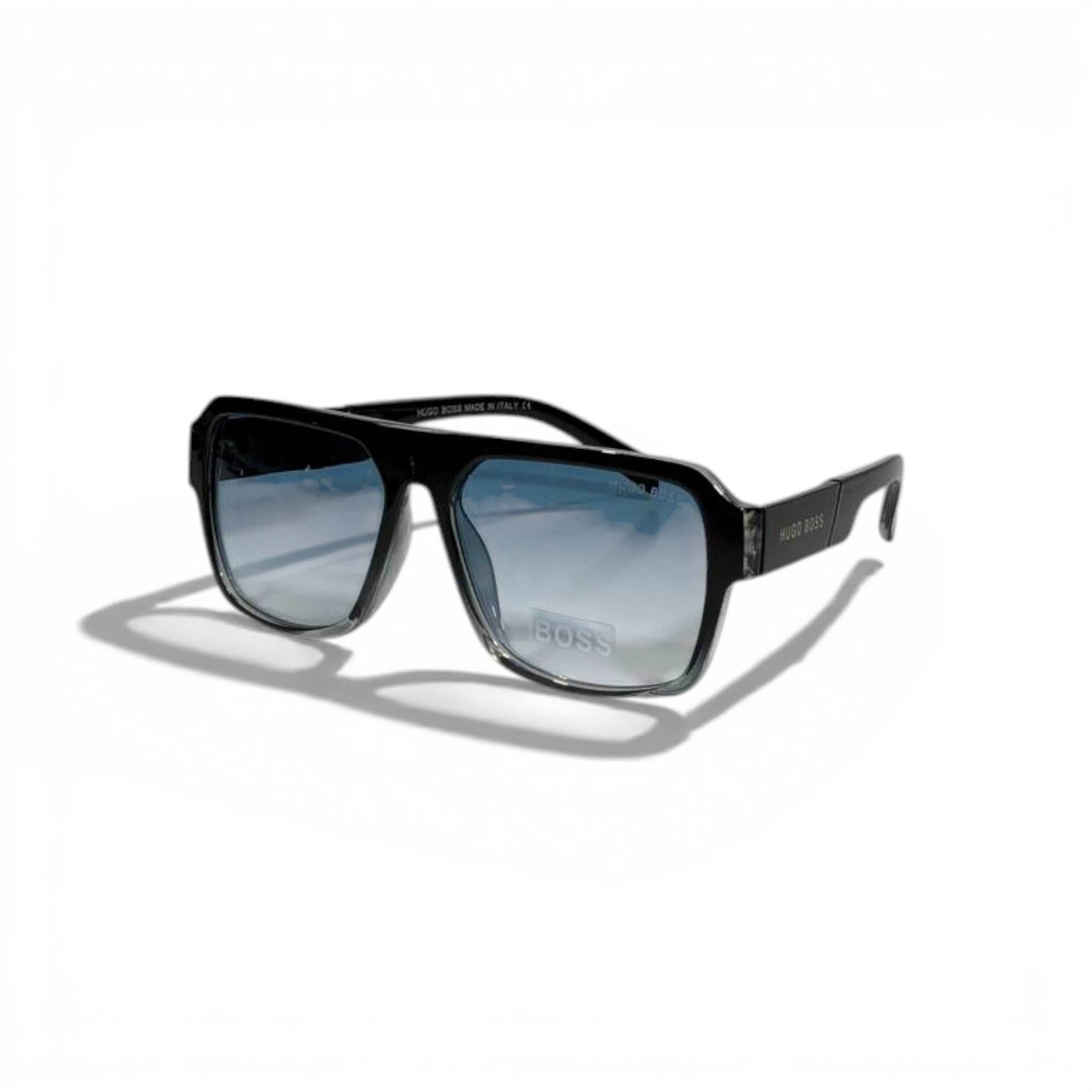 🕶️ Hugo Boss Luxury Black Square Sunglasses – Blue Gradient Lenses | Premium Designer Eyewear