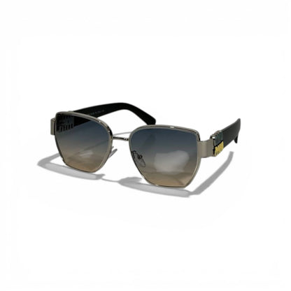 🕶️ Miu Miu Luxury Square Sunglasses – Grey-Brown Gradient Lenses | Statement Logo Temples