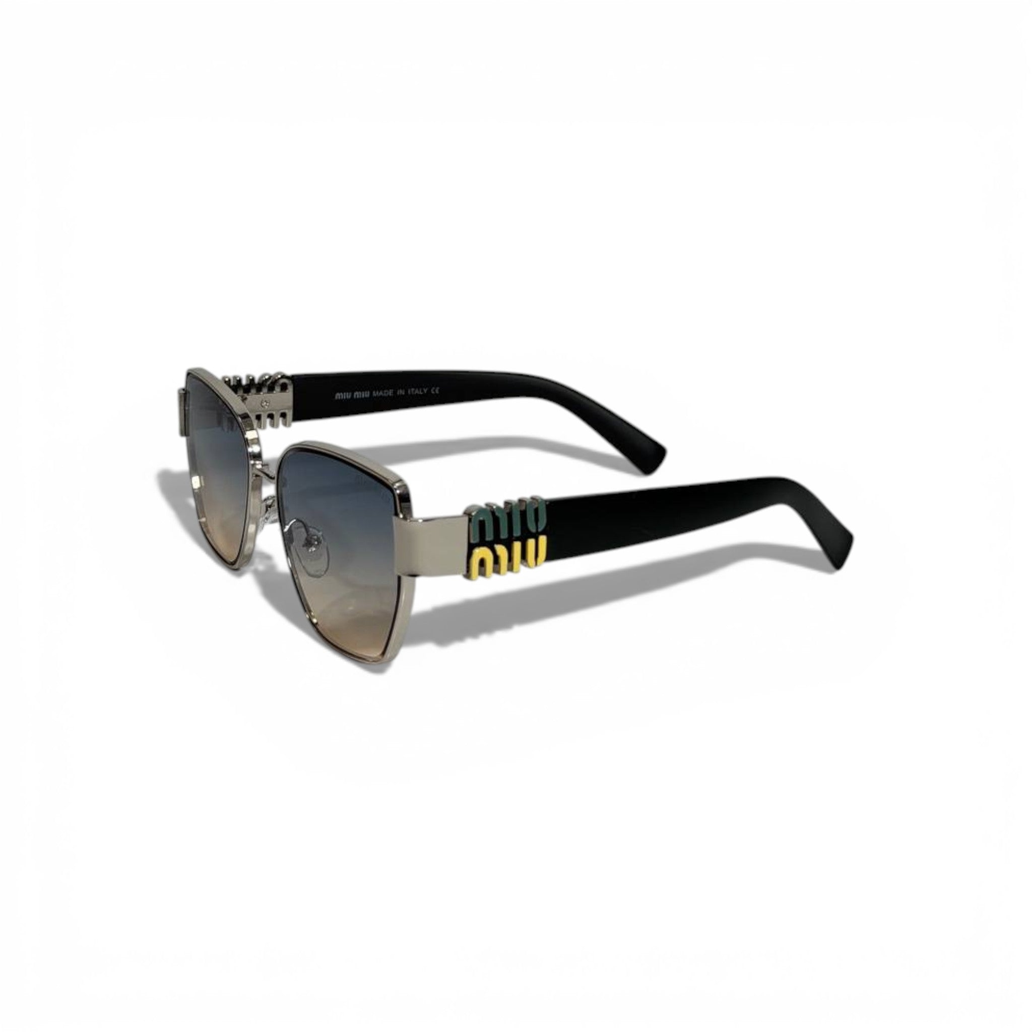 🕶️ Miu Miu Luxury Square Sunglasses – Grey-Brown Gradient Lenses | Statement Logo Temples