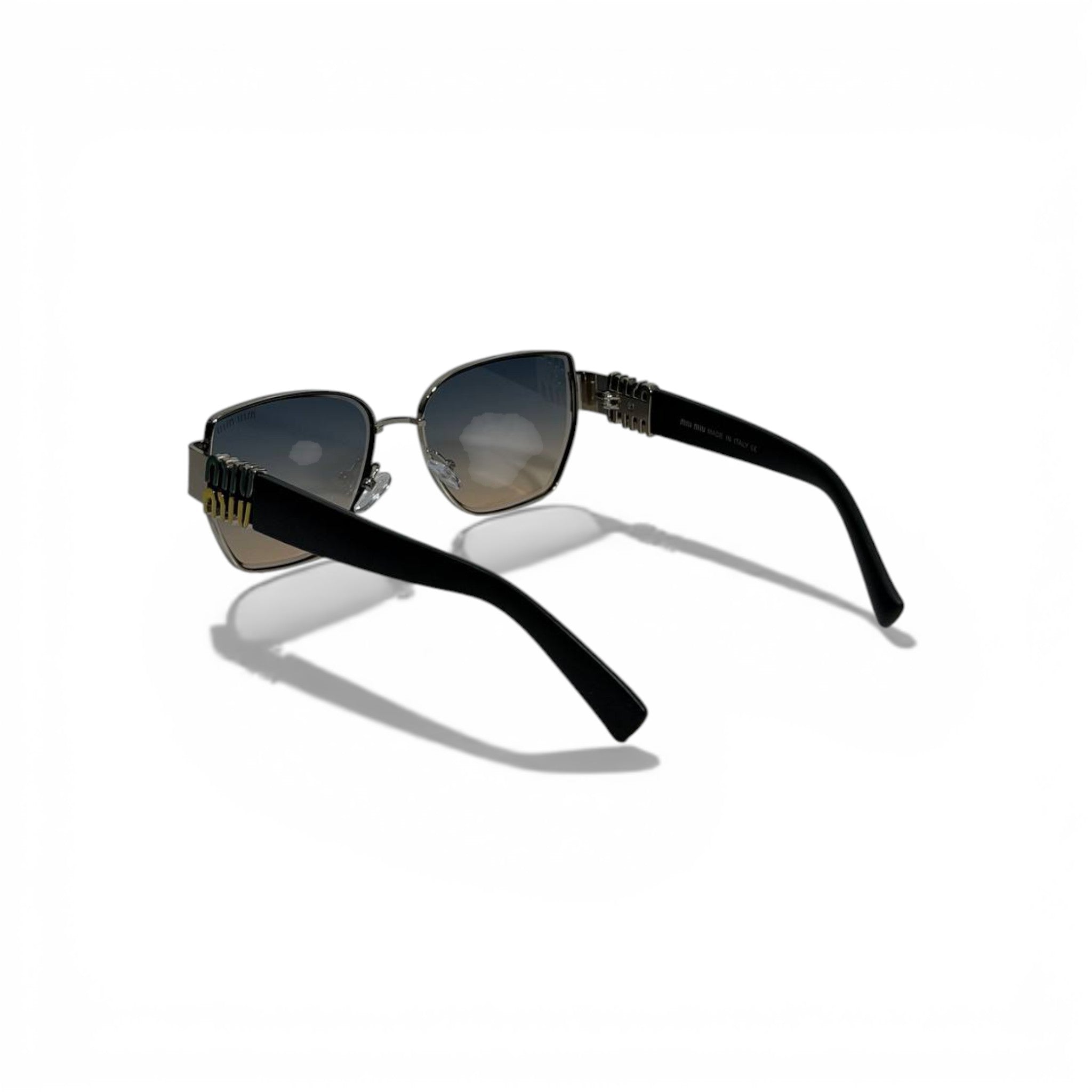 🕶️ Miu Miu Luxury Square Sunglasses – Grey-Brown Gradient Lenses | Statement Logo Temples