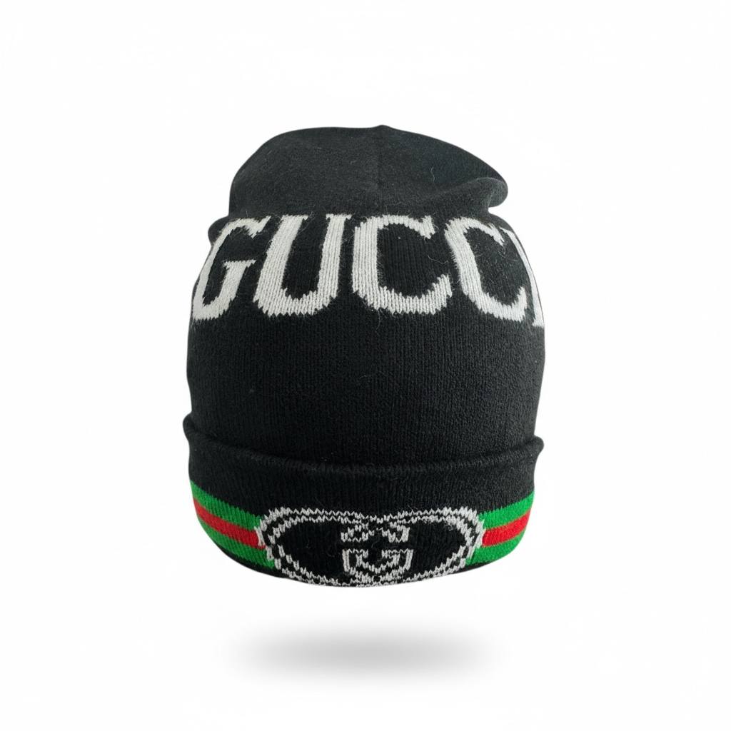 🧢 Gucci Logo Knit Beanie – Iconic Luxury Winter Style 🖤❄️