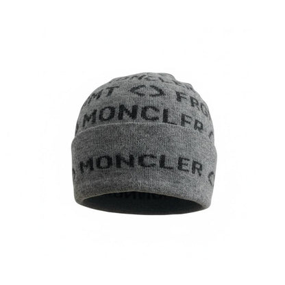 🧢 Moncler All-Over Logo Knit Beanie – Luxury Alpine Winter Style 🩶❄️