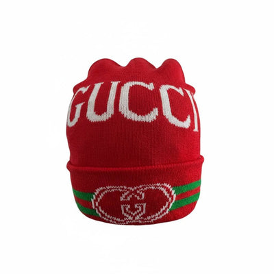 🧢 Gucci Red Logo Knit Beanie – Bold Luxury Winter Icon ❤️❄️✨
