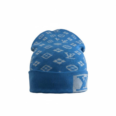 🧢 Louis Vuitton Blue Monogram Knit Beanie – Luxury Winter Statement 💙❄️✨