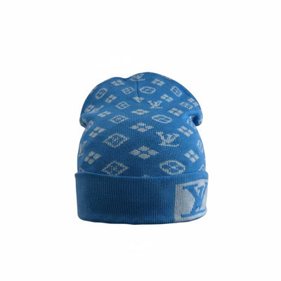 🧢 Louis Vuitton Blue Monogram Knit Beanie – Luxury Winter Statement 💙❄️✨