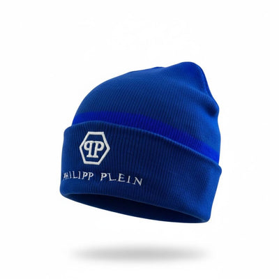 🧢 Philipp Plein Blue Knit Beanie – Bold Luxury Street Style 💙🔥❄️