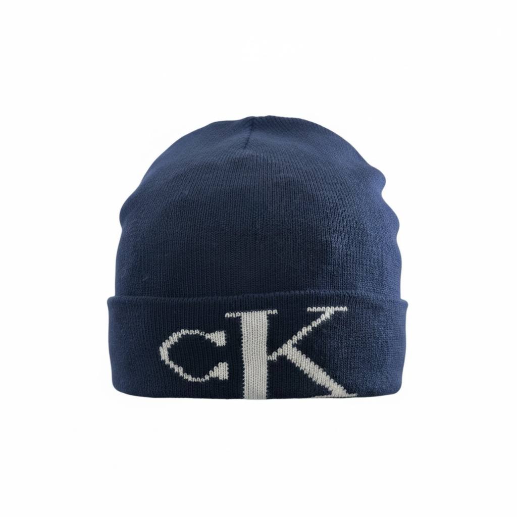 🧢 Calvin Klein CK Navy Knit Beanie – Minimal Logo Winter Hat ❄️✨