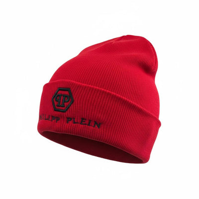 🔥 PHILIPP PLEIN Red Knit Beanie – Bold Winter Statement 🔥