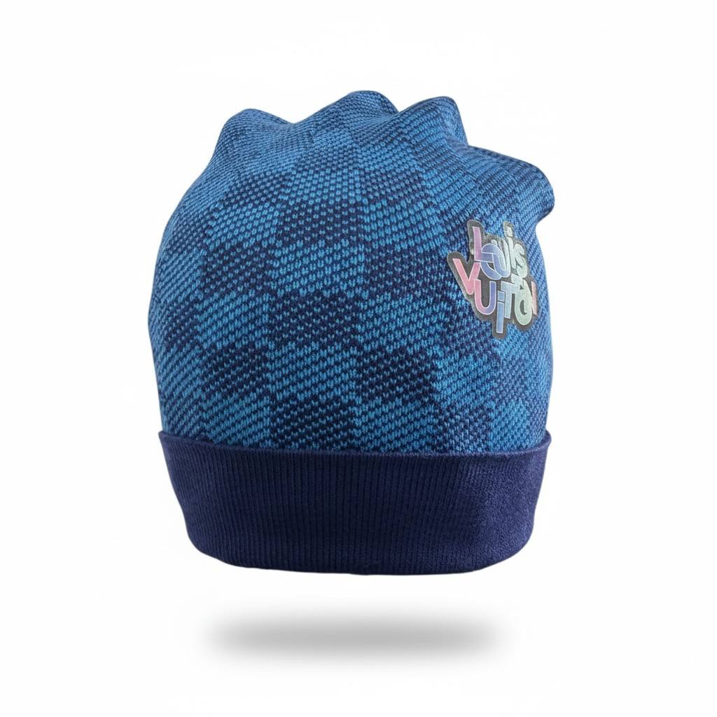 💙✨ Louis Vuitton Blue Knit Beanie – Luxury Winter Streetwear Essential ❄️🔥
