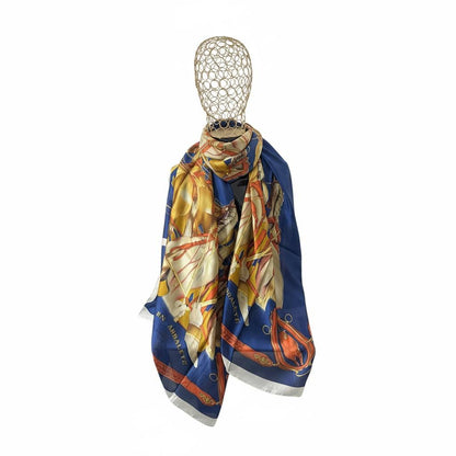 💙✨ Hermès Blue Silk Square – Luxury 2-in-1 Tar7a & Scarf 🧕🧣🐎