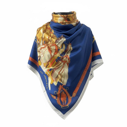 💙✨ Hermès Blue Silk Square – Luxury 2-in-1 Tar7a & Scarf 🧕🧣🐎