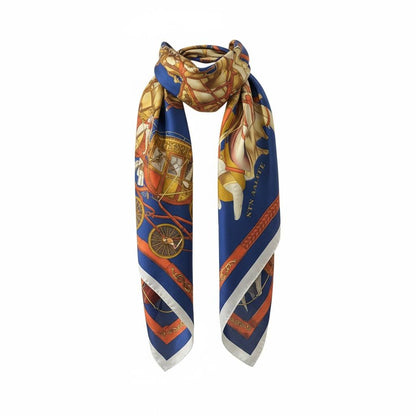 💙✨ Hermès Blue Silk Square – Luxury 2-in-1 Tar7a & Scarf 🧕🧣🐎