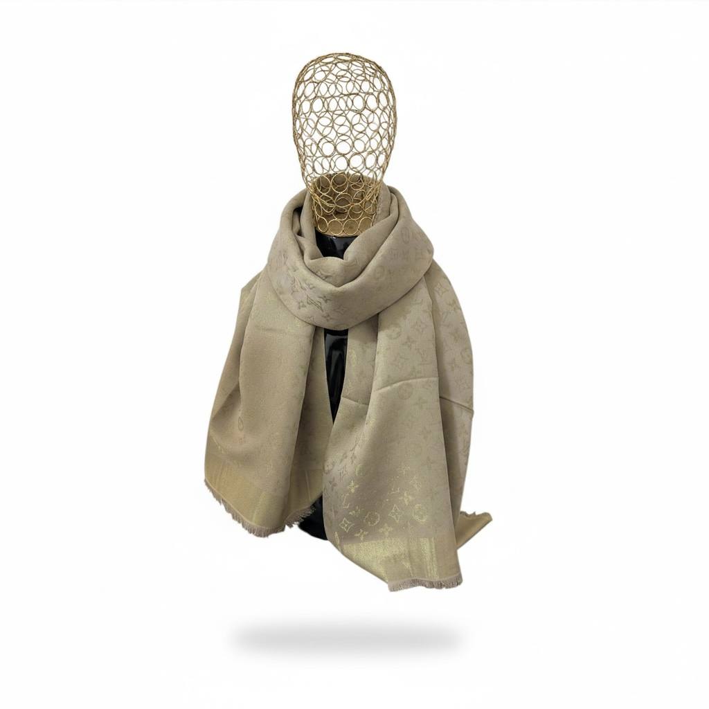 🤎✨ Louis Vuitton Beige Monogram Scarf – Timeless Luxury Statement 🧣🔥