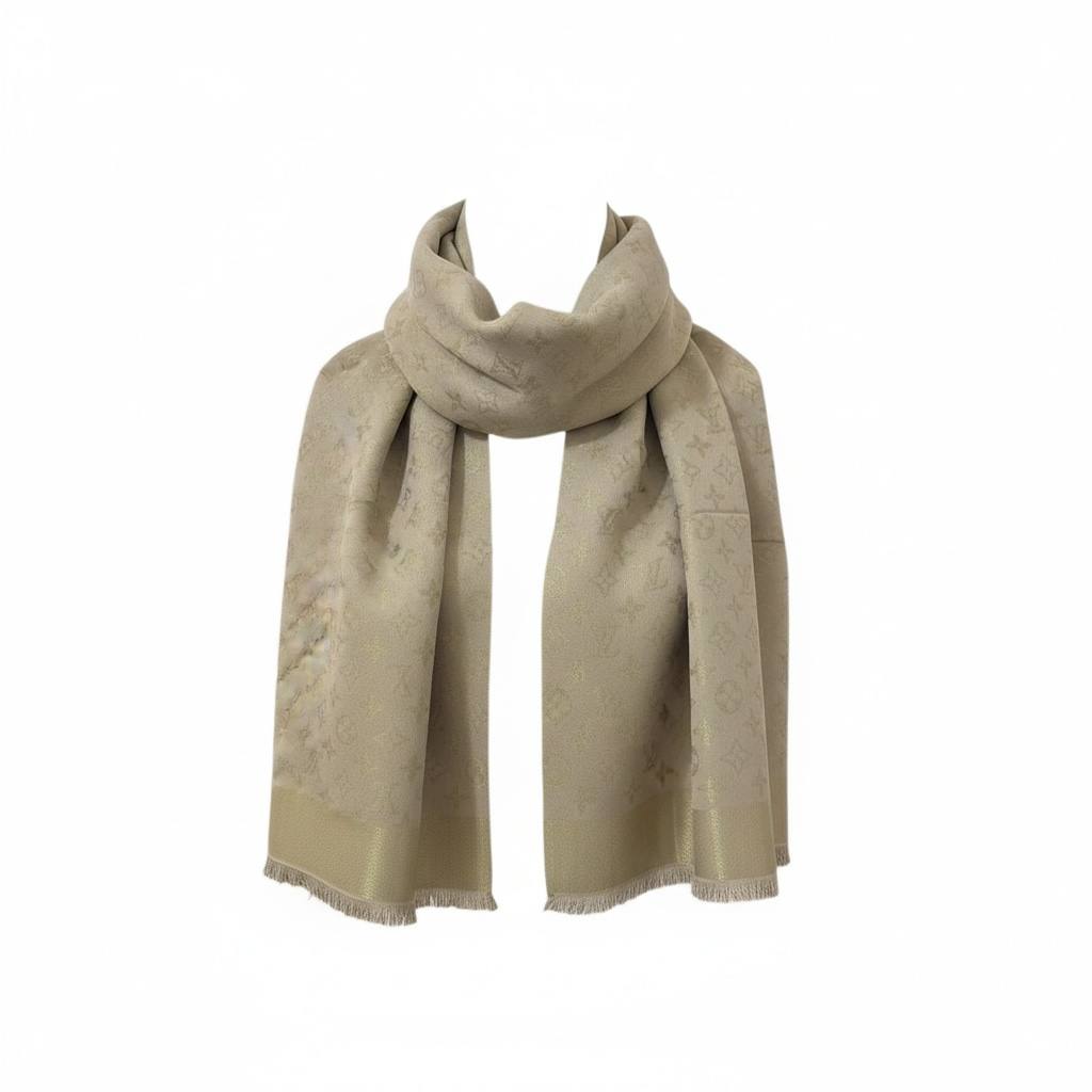 🤎✨ Louis Vuitton Beige Monogram Scarf – Timeless Luxury Statement 🧣🔥