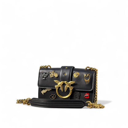 Pinko Black Patch Love Bag 🖤🔥 – Bold Icons & Golden Attitude
