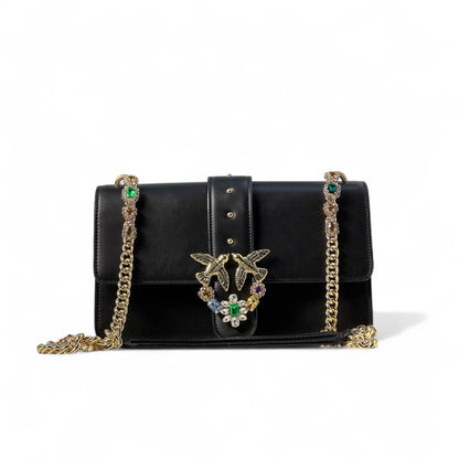 Pinko Black Crystal Love Bag 🖤💎 – Sparkle, Sophistication & Signature Style