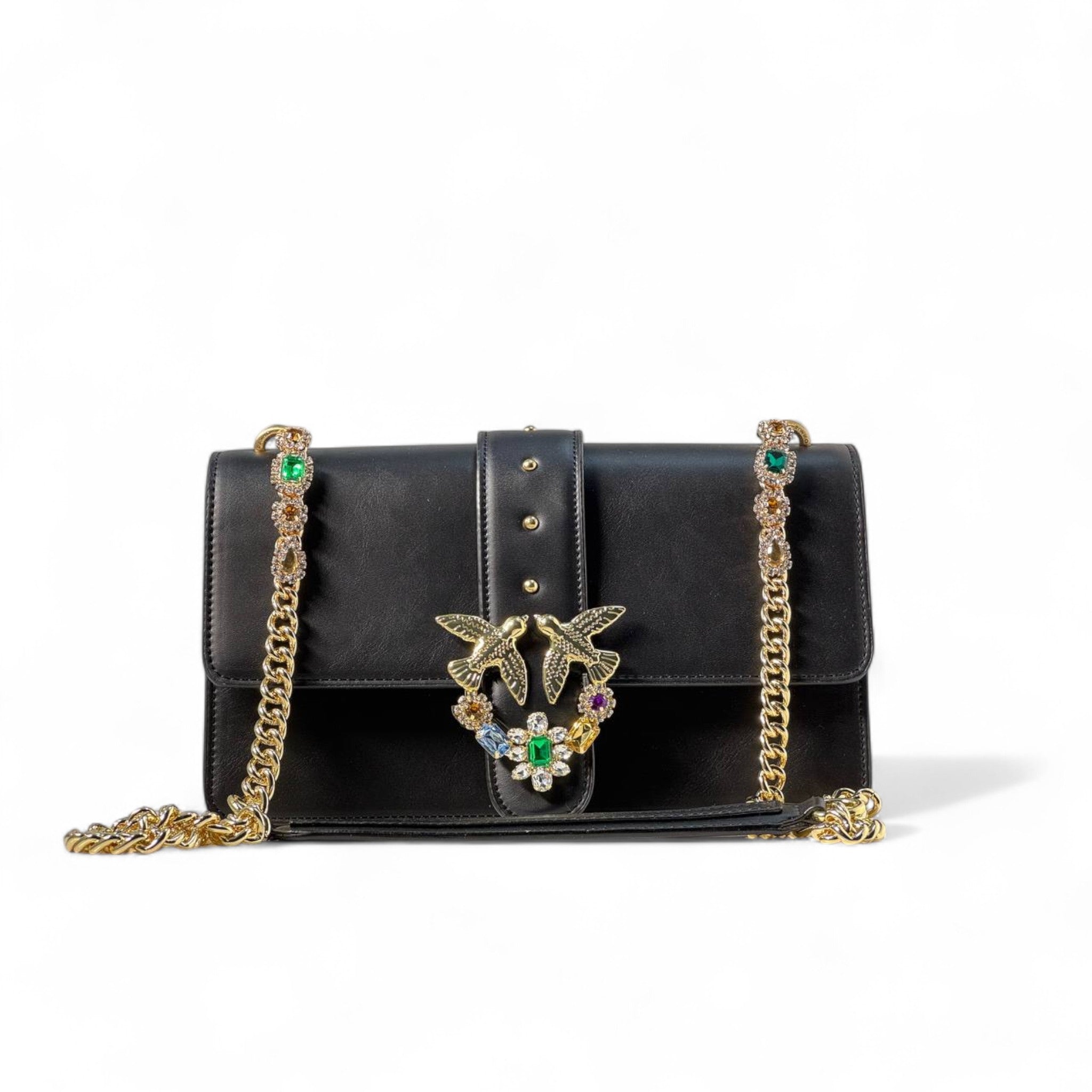 Pinko Black Crystal Love Bag 🖤💎 – Sparkle, Sophistication & Signature Style