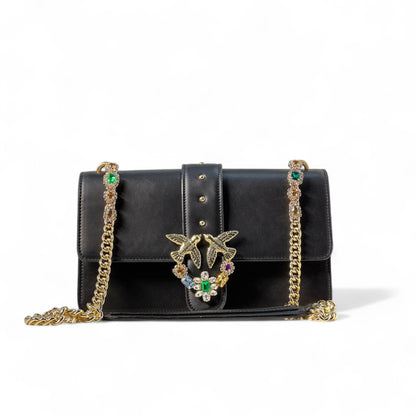 Pinko Black Crystal Love Bag 🖤💎 – Sparkle, Sophistication & Signature Style
