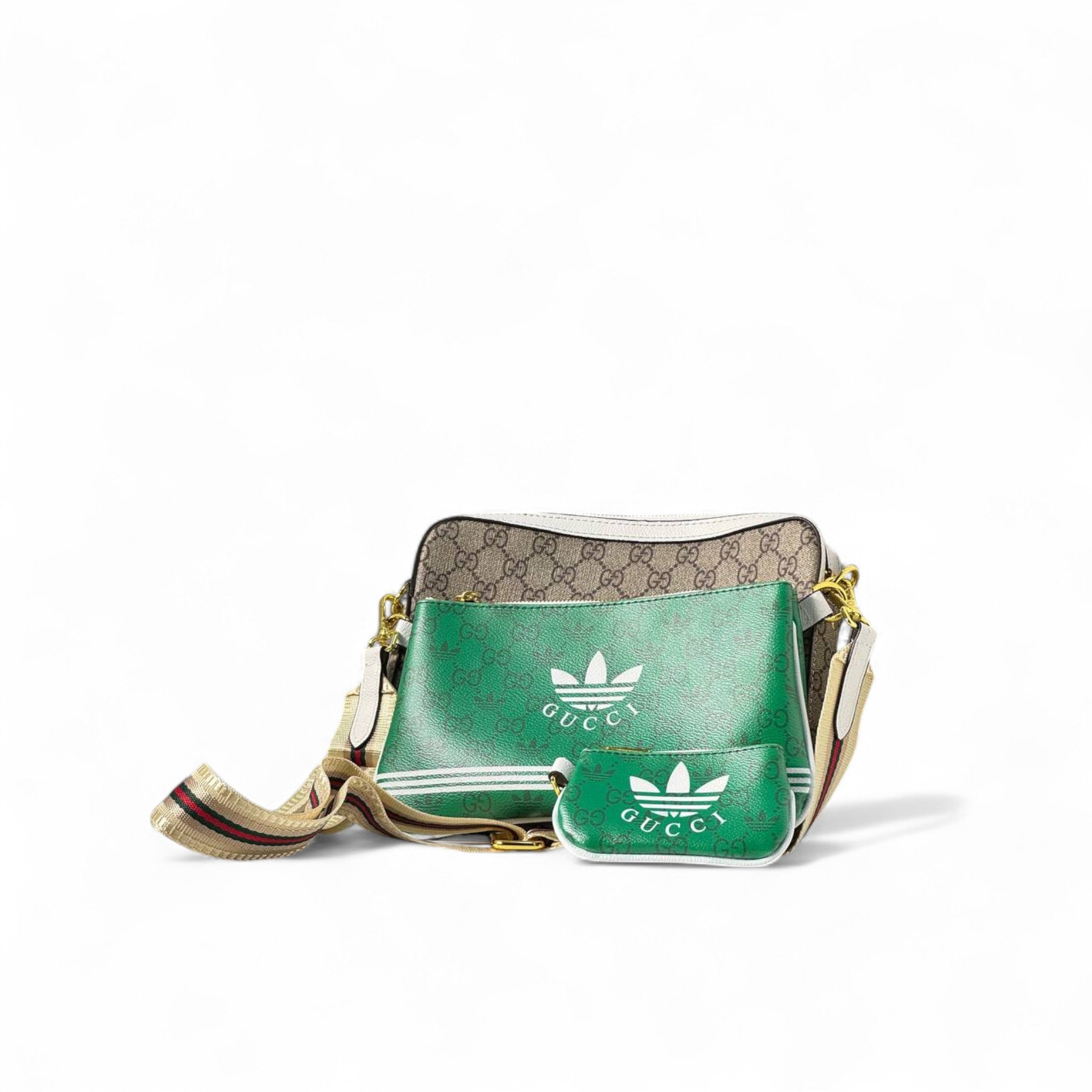 Gucci x Adidas Green GG Crossbody Set 💚🏁 – Street Luxe with a Retro Kick