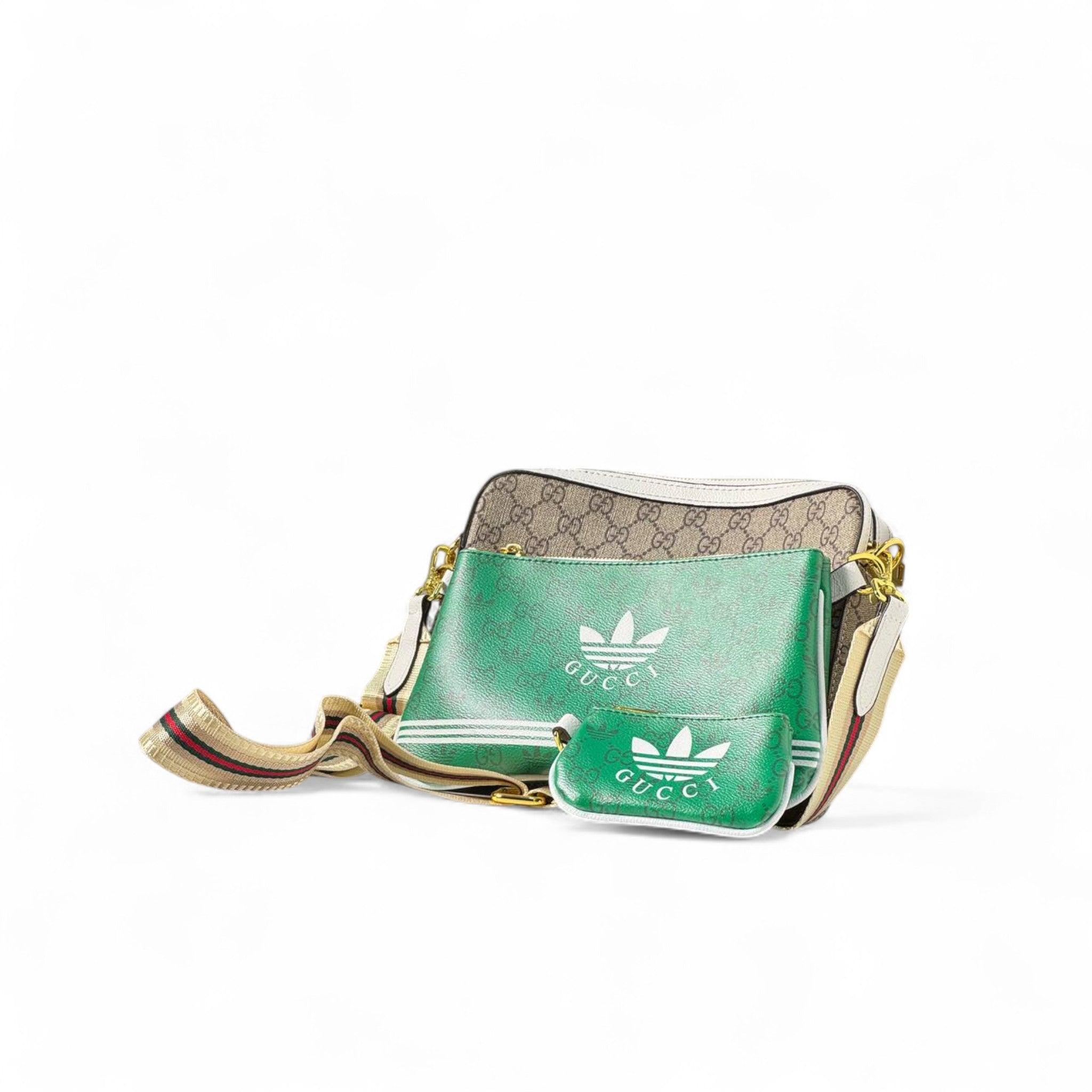 Gucci x Adidas Green GG Crossbody Set 💚🏁 – Street Luxe with a Retro Kick