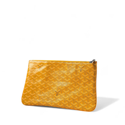Goyard Yellow Pouch – Signature Chevron Zip Clutch 💛✨