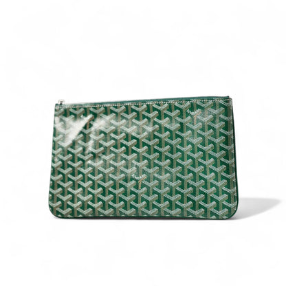 Goyard Green Pouch – Classic Chevron Zip Clutch 💚✨