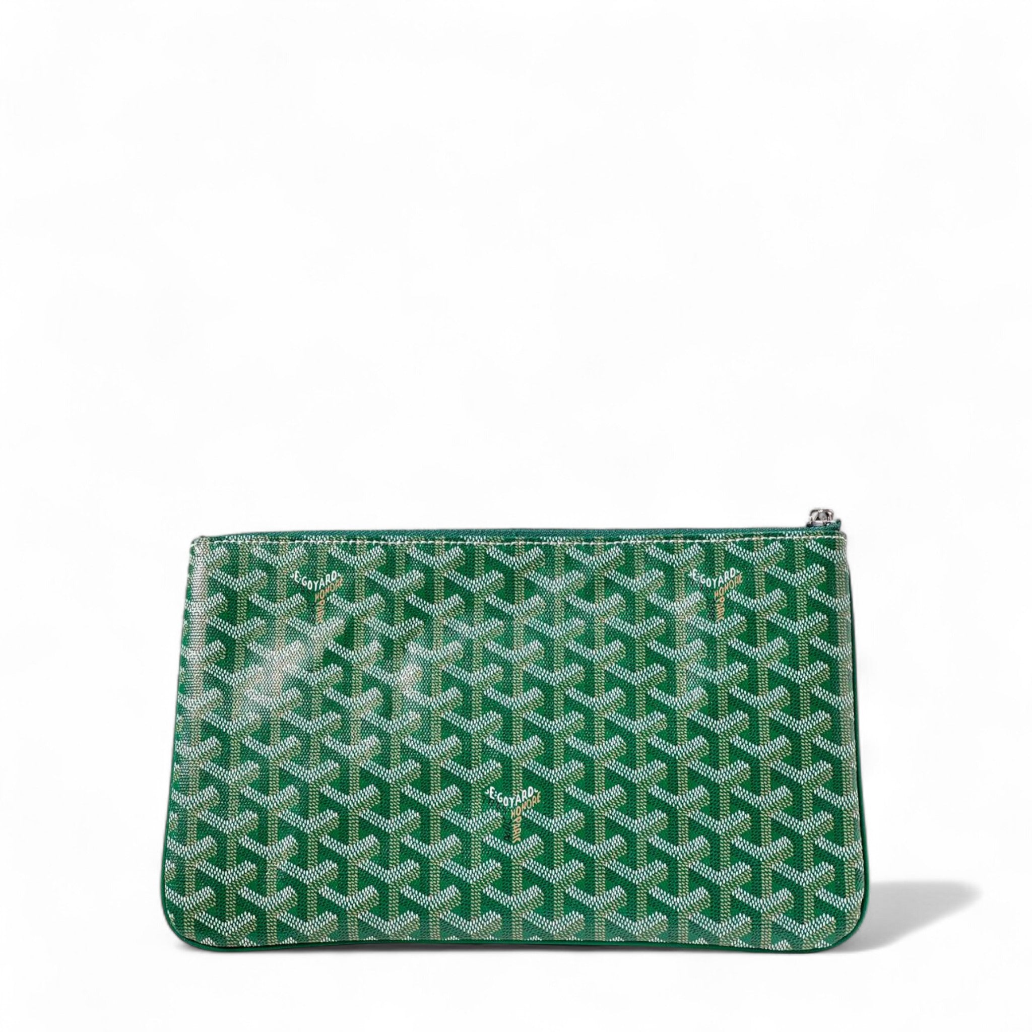 Goyard Green Pouch – Classic Chevron Zip Clutch 💚✨