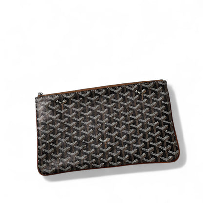 Goyard Black Chevron Pouch – Signature Zipper Clutch 🖤✨