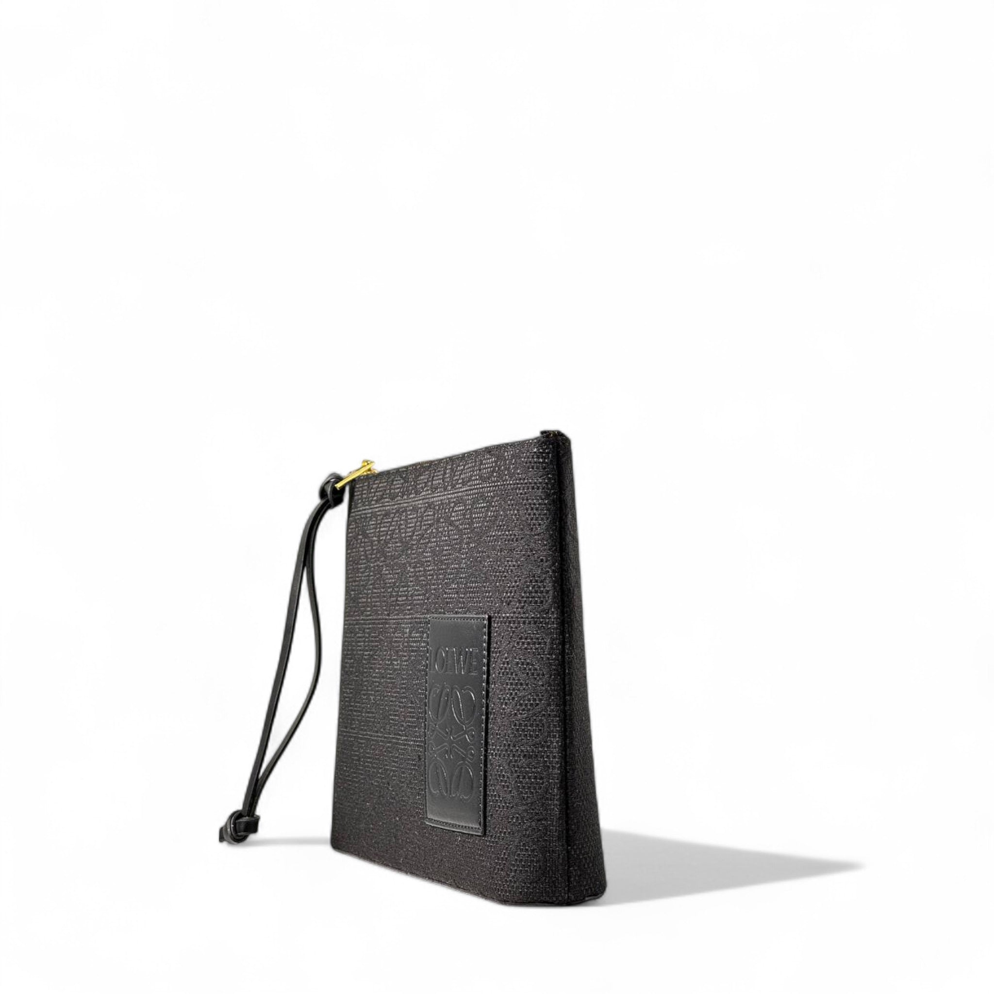 Loewe Black Anagram Pouch – Embossed Leather Wristlet 🖤✨
